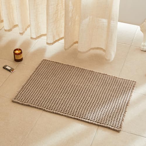 TYUU Waffle Bath Mat, Boho Bathroom Rugs Non Slip, 30x20 Beige by TYUU