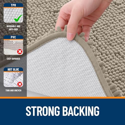 OLANLY Large Bathroom Rugs 70x46, Extra Soft Absorbent Chenille Bath Rugs - Image 6