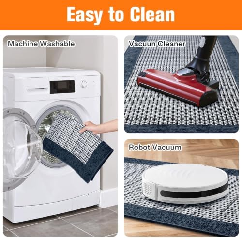 StepRite Kitchen Rugs 2 PCS, Kitchen Mats for Floor, 20"x32"+20"x60", Navy - Image 5