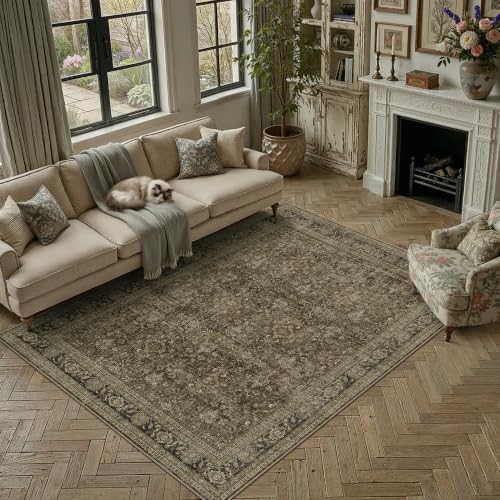 8x10 Taupe Brown Vintage Area Rug - Image 2