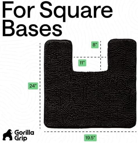 GORILLA GRIP Chenille Bath Rug Mat for Square Toilet Base, 24x19 Black - Image 2
