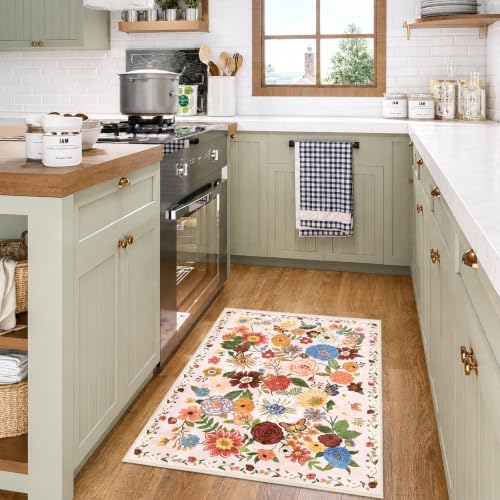 Beige Washable 2x3 Entry Rug, Small Rugs for Kitchen Bathroom Door Mat - Image 3