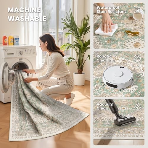 zesthome 6x9 Area Rugs for Living Room,Large Washable Rug,Green - Image 5