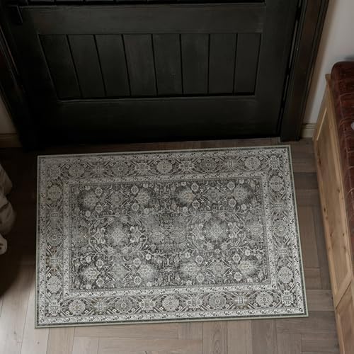 PureCozy Black Small Entryway Rug 2x3 Vintage Traditional Distressed - Image 2