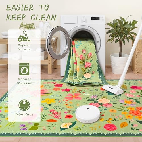 ISEAU 8x10 Area Rug for Living Room,Washable Rugs for Bedroom Dorm, Green - Image 5
