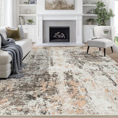 9x12 Area Rugs for Living Room Washable Bedroom Dining Room Brown Beige by Aelenmu
