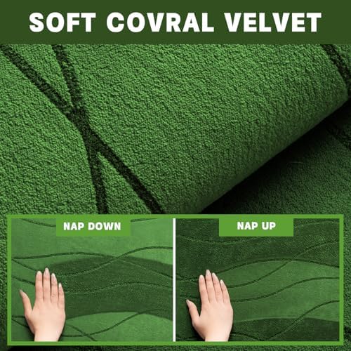 YIHOUSE Bathroom Rugs Set 5 Piece, Memory Foam Bath Mat Green - Image 6