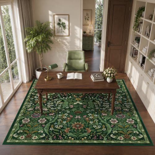 5x5 Square Rug Floral Washable Rugs Living Room Indoor Carpet - Image 4