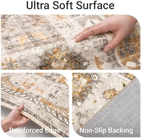 befbee 10x14 Area Rugs for Living Room, Washable Vintage Non Slip Rug Brown - Image 3