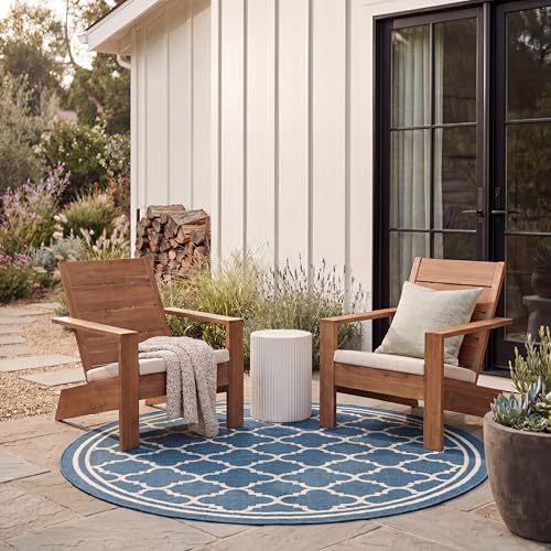 SAFAVIEH Courtyard Collection 4' Round Navy/Beige CY6918 Trellis Indoor/ Outdoor Splashproof Easy Scrubbing Patio Backyard Mudroom Area Rug by Unknown