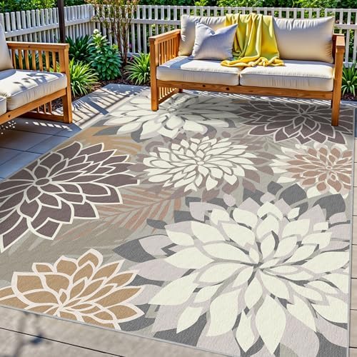 Arenarug Outdoor Rug Waterproof, Washable Patio Rug for Deck, 8x10, Taupe by ArenaRug