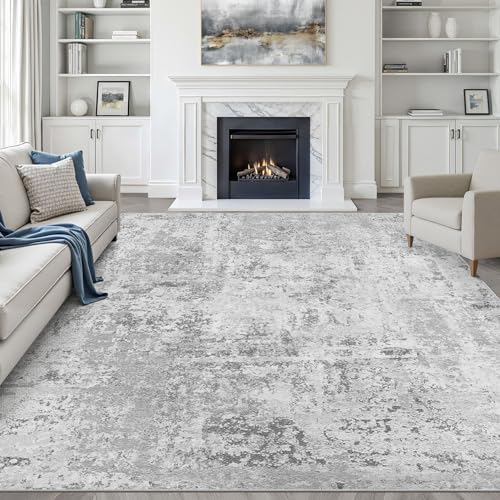 LOONGRUG 10x14 Area Rugs Washable Neutral Modern Living Room Rug Light Gray by LOONGRUG
