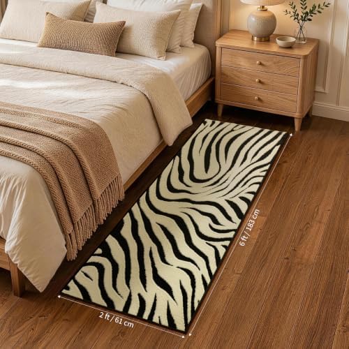 YIHOUSE Zebra Hallway Runner Rugs 2×6: Modern Washable Non Slip Kitchen Rug - Image 3
