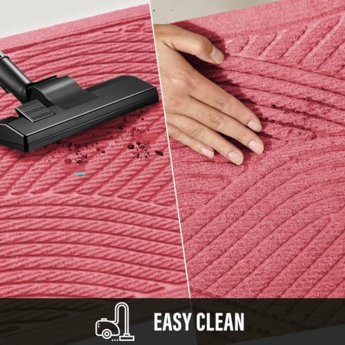 HIYARD Sturdy Front Door Mat, Absorbent Muddy Dirt Resist Welcome Door Mats Outdoor Indoor, Stain and Fade Resistant, Non-Slip Backing Entry Mat Low Profile Doormat for Entryway, 29×17, Pink - Image 7