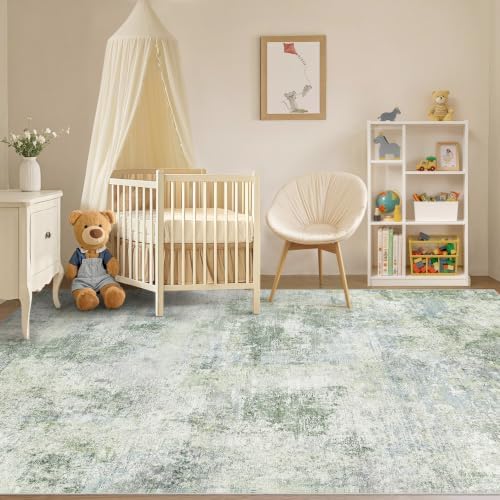Tortania Area Rug Living Room Rugs - 10x14 Washable Large Soft Neutral Boho Moroccan Bohemian Farmhouse Rug Indoor Floor Carpet for Bedroom Under Dining Table Home Office Decor - Sage Green - Image 6
