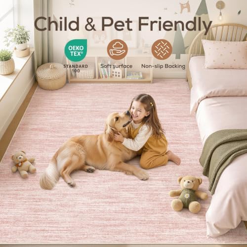 Nakagishi Boho 6x9 Area Rug Living Room Rugs Machine Washable Pink - Image 4