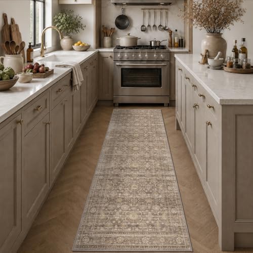 JOOJA 2'6"x8' Neutral Tan Vintage Boho Washable Runner Rug for Entryway - Image 2