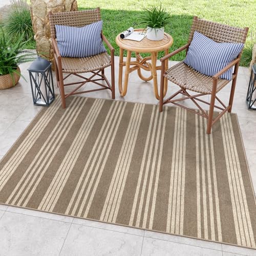 Lahome Striped Easy Jute Outdoor Rug 5x7, Living Room Area Rugs Washable - Image 3
