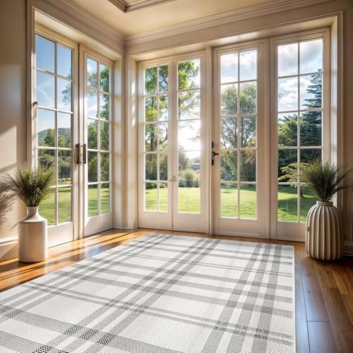 CAMILSON Easy Jute Rug 8x10, Indoor Outdoor Off-White Color Fiber Area Rugs for Entry, Living Room and Bedroom Rug, Checkred Boho Woven Design, Easy-Cleaning, Washable Outside Carpet (8 x 10) - Image 4