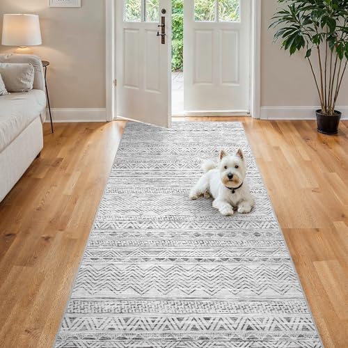Ksrau 4x8 Runner Rug Washable Moroccan: Non Slip Hallway Floor Mat Grey by Ksrau