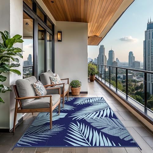 GENIMO Outdoor Rug, Waterproof Plastic Rugs for Patio, 6'x9' Blue - Image 4