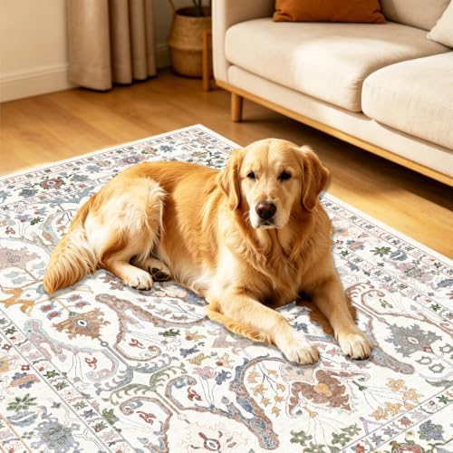 Area Rug Living Room Rugs 5x7 Washable Floral Rug - Image 6