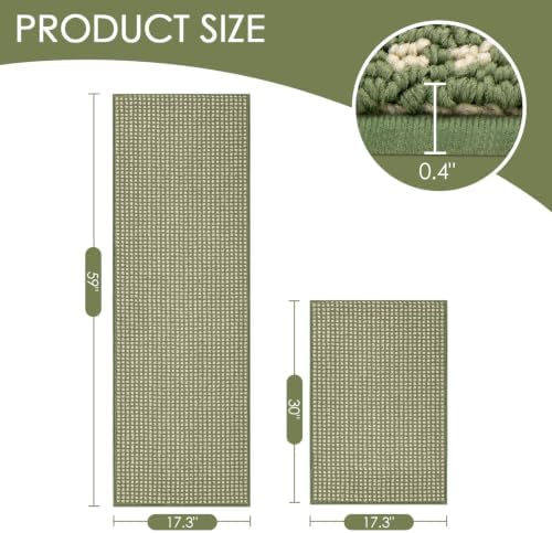 hicorfe Waffle Kitchen Runner Rugs Set of 2,Non Slip Kitchen Mats for Floor - Image 2