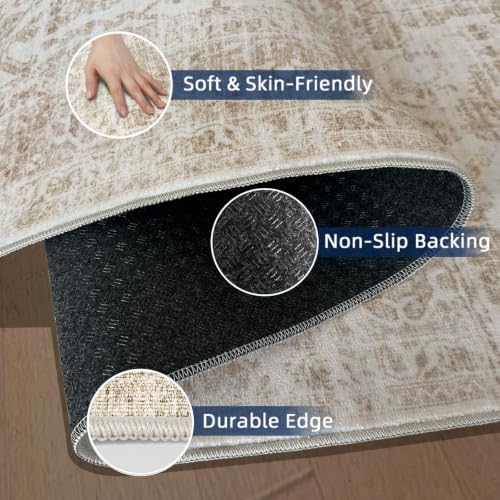 2x5 Washable Runner Rugs，Boho Vintage Rug Runner,Ultra-Thin Kitchen Runner Rug Non-Slip Backing Entryway Runners,Bathroom Carpet for Hallways,Bedroom，Laundry Room - Image 4
