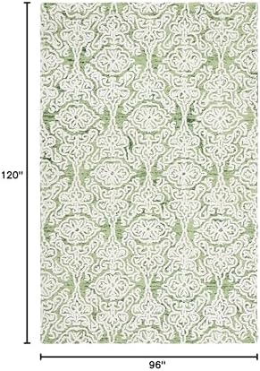 SAFAVIEH Blossom Collection 8' x 10' Green/Ivory BLM112Y Handmade Premium Wool Living Room Dining Bedroom Area Rug - Image 2