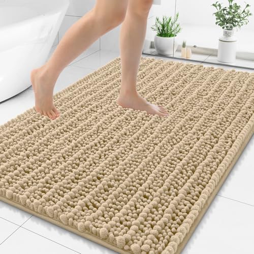Smiry Bathroom Rugs 50X30, Extra Soft Rubber Backing Chenille Bath Mats by Smiry