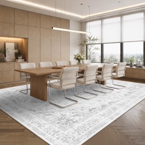 10x12 Washable Living Room Area Rug Soft Medallion Gray Large Carpet - Image 4