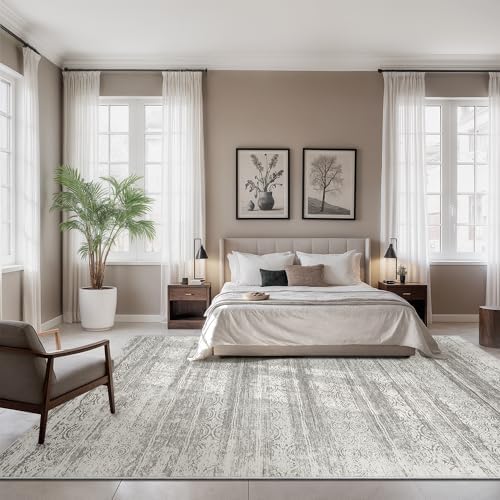 Miukiki 8x10 Area Rug for Living Room, Washable Soft Non Slip Rug Grey - Image 3