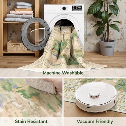 Lessymo Washable Area Rugs 6 x 9 for Living Room,Soft Non Slip Beige Sage - Image 6