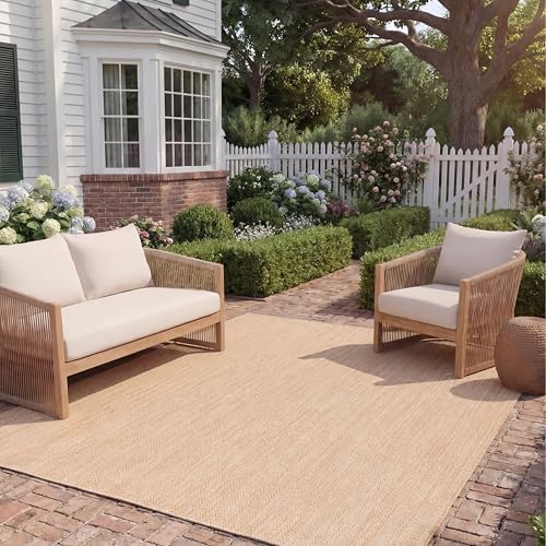 SAFAVIEH Courtyard Outdoor Square Rug 10', Natural & Cream CY8022-03012 - Image 5