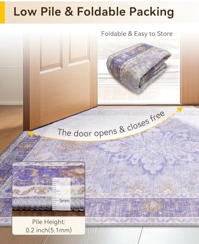 RELEANY Washable Area Rug, Small 2'6"x4', Purple - Image 5