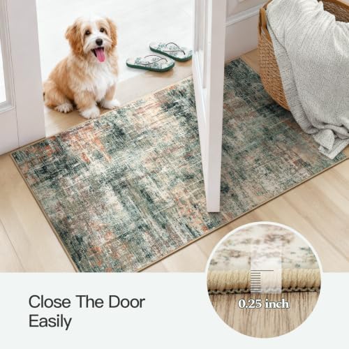 2x3 Area Rug for Entryway Bathroom,Green Abstract Kitchen Mats for Floor - Image 6