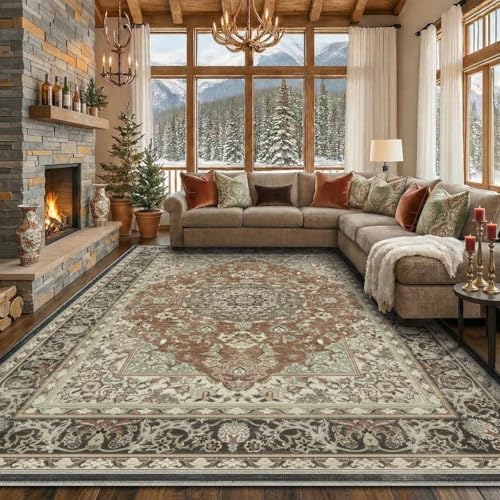 10x12 Area Rugs Washable Large Vintage Rug for Living Room Bedroom - Image 2