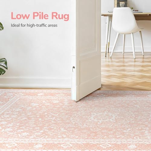 Lessymo Washable Area Rug 5 x 7 for Living Room, Soft Bedroom Rug, Pink - Image 5