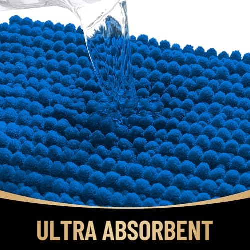 OLANLY Thick Chenille Small Bathroom Rugs Mats 24x16, Deep Navy Blue - Image 3