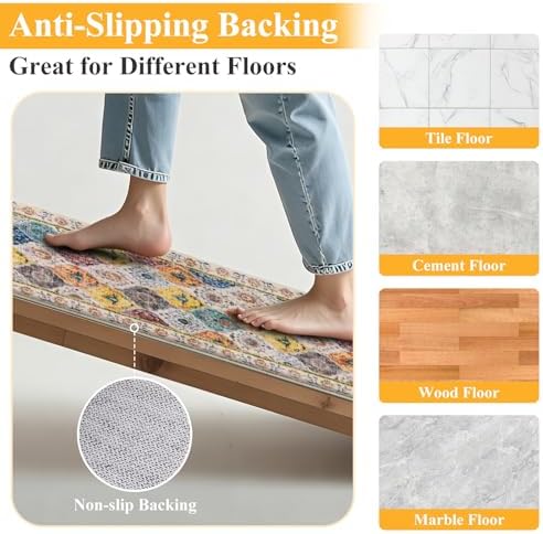 HEBE Hallway Runner Rug 2'x5', Washable Non Slip Kitchen Rug Runner - Image 3