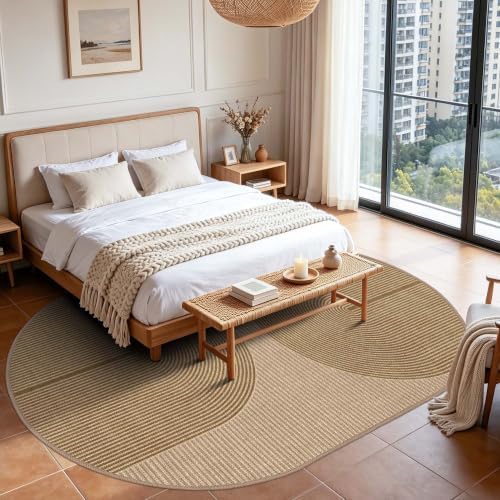 Easy Jute Rug for Pet Home: 6x9 Oval Outdoor Rugs - Geometric Arch Pattern - Image 4