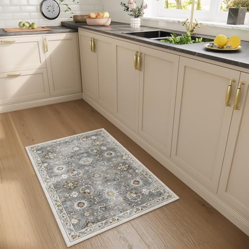 Machine Washable Small Rugs for Entryway: Door Mat Indoor Entrance 2x3 Boho Throw Rug Stain Resistant Non-Slip Low Pile Soft Carpets for Kitchen Front Door Indoor Entrance Entry Bedroom Nursery - Image 5