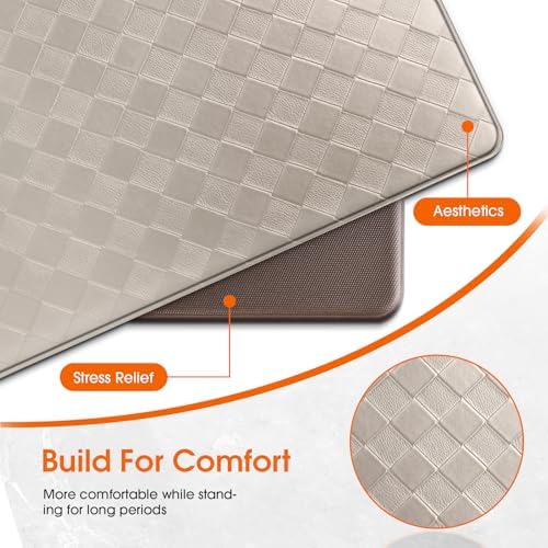 TranquilRelax 2-Piece Kitchen Mats, Cushioned Non-Slip Floor Mats, Taupe - Image 6