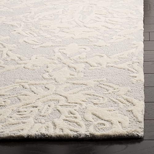 SAFAVIEH Blossom Collection Area Rug - 6' x 9', Light Grey & Ivory, Handmade Wool, Ideal for High Traffic Areas in Living Room, Bedroom (BLM107A) - Image 4
