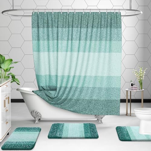 OLANLY Micorfiber Bathroom Rug Set 2 Piece, Soft Bath Mats, Blackish Green - Image 6