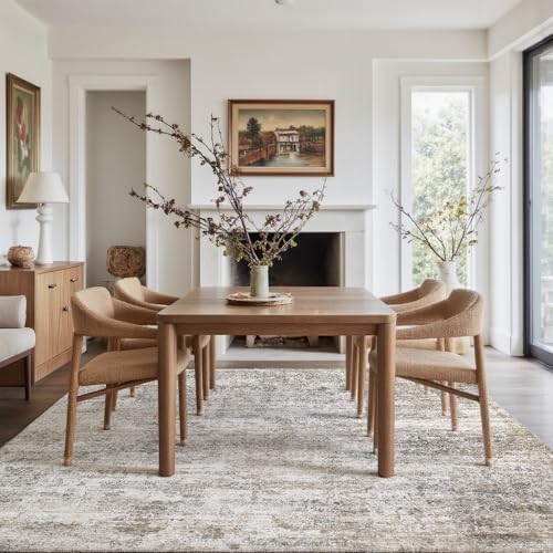 8x10 Grey Beige Washable Area Rug for Living Room, Vintage Print - Image 6