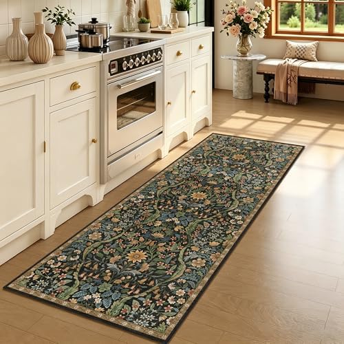 2x5 Floral Runner Rug for Kitchen Washable Hallway Runner Rug by NakedCloud