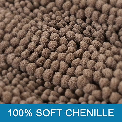 H.VERSAILTEX Bath Rugs for Bathroom Non Slip Bath Mats Extra Thick Chenille Striped Rug 20" x 32" Absorbent Non Skid Fluffy Soft Shaggy Washable Plush Mat for Indoor, Bath Room, Tub - Taupe Brown - Image 3