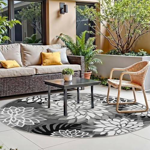 Arenarug Outdoor Rug Waterproof, Washable Patio Rug for Deck, 6x6, Black - Image 3