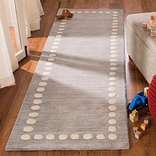 SAFAVIEH Kids Collection Accent Rug - 3' x 5', Blue & Ivory, Handmade Polka Dot Border Wool, Ideal for High Traffic Areas in Entryway, Living Room, Bedroom (SFK802M) - Image 3
